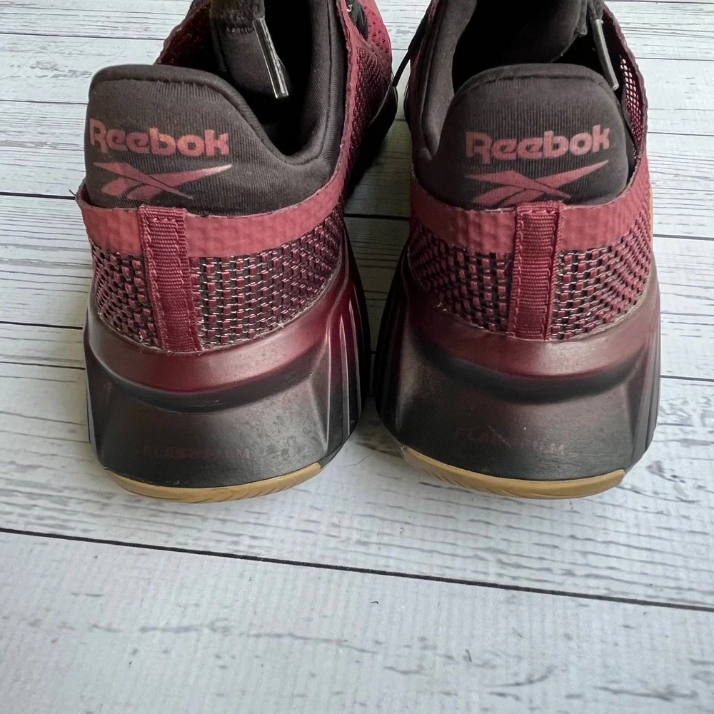 Reebok Mens Burgundy Black Gum Cross Training Fitness Gym Workout Shoes Size 8